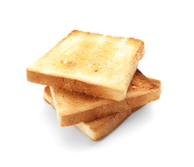 Slices of toasted bread isolated on white