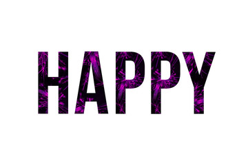Word happy in neon style