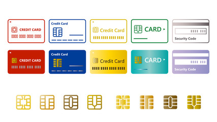 カード、クレカ、クレジットカードアイコンセットカラー
