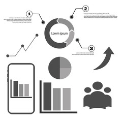 Collection of infographic elements. Business icons for presentation, statistics and analytics. Competitive work. Variety of round charts 