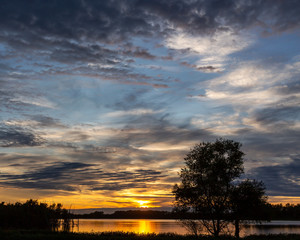 sunset at a wetlands conservation area