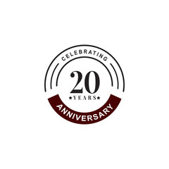 20th year celebrating anniversary emblem logo design template