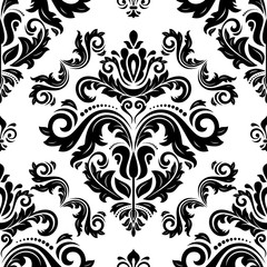 Orient vector classic pattern. Seamless abstract background with vintage elements. Orient black and white background. Ornament for wallpaper and packaging
