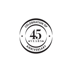 45th year celebrating anniversary emblem logo design template