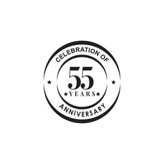 55th year celebrating anniversary emblem logo design template