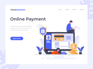 Online payment flat vector illustration concept, can be used for landing page, ui, web, app intro card, editorial, flyer, and banner.