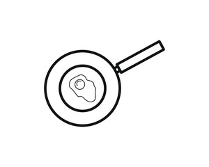 simple vector icon of pan with fried egg