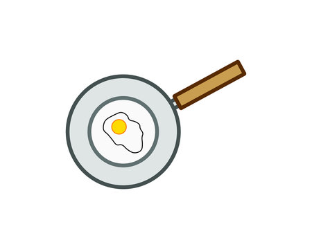 simple vector icon of pan with fried egg