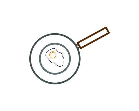 simple vector icon of pan with fried egg