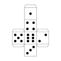 Dice paper template. Craft model for games.