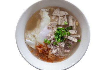 Noodle on wooden table.Delicious noodles, Thai food menu.