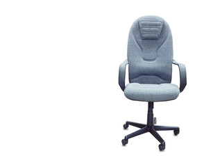 The office chair from gray cloth. Isolated over white