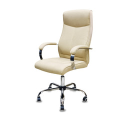 The office chair from beige cloth. Isolated over white