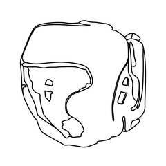 boxing helmet contour vector illustration