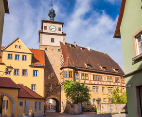 Fototapeta na wymiar Rothenburg ob der Tauber Old Town White Tower Bavaria Germany