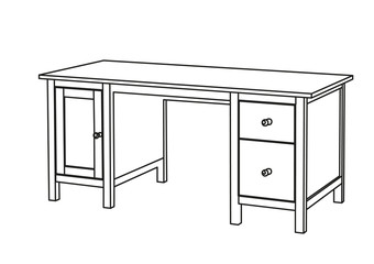 computer desk contour vector illustration