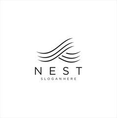 Obraz premium Modern Simple Vector Bird Nest Logo Design Template. nest Logo Vector Stock
