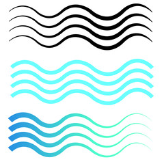 Water Wave vector illustration icon set. 