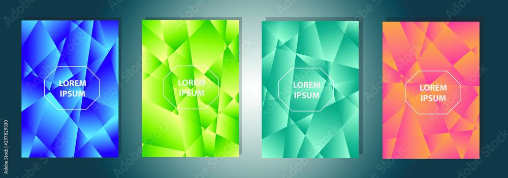 Poster set of colorful polygonal vector eps 10 illustration gradient background texture. simply geometric p