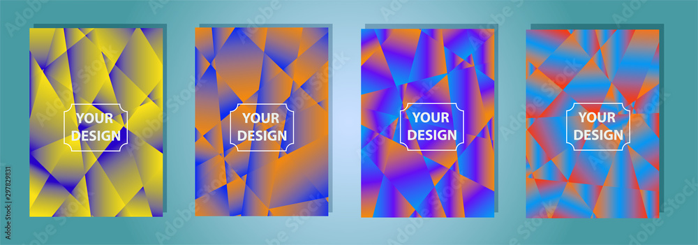 Poster set of colorful polygonal vector eps 10 illustration gradient background texture. simply geometric p