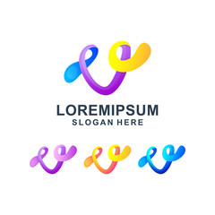 Colorful Abstract Letter V Logo Design