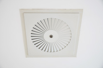 close-up of ceiling cassette air conditioner unit