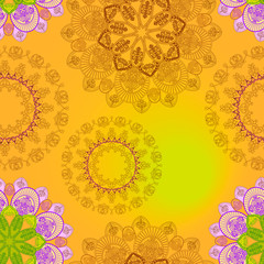      Beautiful seamless pattern of round shapes in oriental ornament.