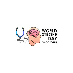 World Stroke Day - Vector logo poster illustration of World Stroke Day on October 29th. Health care awareness campaign. 
