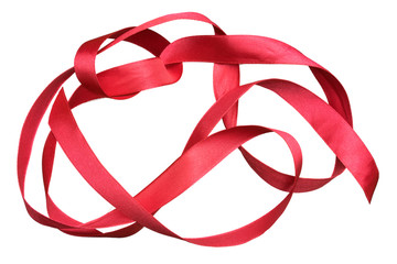  red ribbon pieces on white background