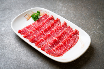 fresh beef raw sliced with marbled texture