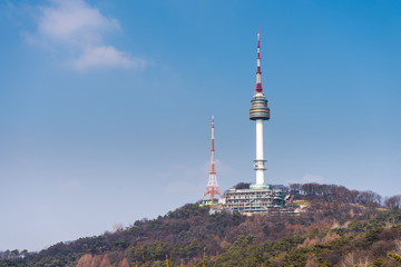 Seoul Tower on the peak ofthe Namsan Mountain in south central Seoul, South Korea.