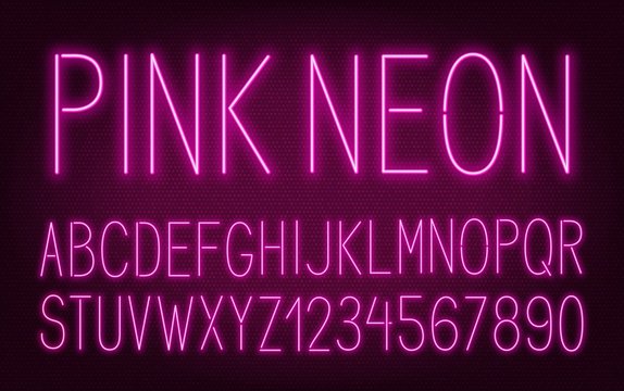 Neon high pink font on dark background .