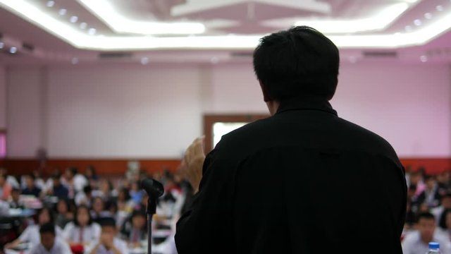 Professional tutor is tutoring to prepare high school students before ordinary national educational test(O-net), for fun and knowledge in the large auditoriums of secondary schools in Thailand.