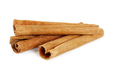 Three cinnamon sticks isolated on white