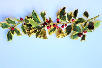 Christmas holly with red berries.