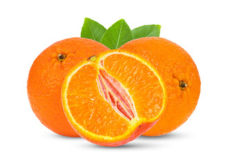 Mandarin, tangerine citrus fruit isolated on white background.