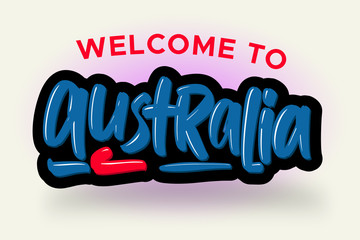 Australia modern brush lettering text. Vector illustration logo for business, print and advertising.