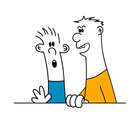 Two man talking. Vector illustration