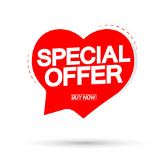 Special Offer, sale banner design template, discount speech bubble tag, app icon, vector illustration