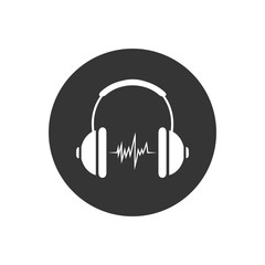 Headphone headset icon in flat style. Headphones vector on white isolated background. Audio gadget business concept