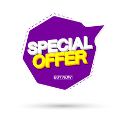 Special Offer, sale banner design template, discount speech bubble tag, app icon, vector illustration