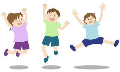 Illustration of kids jumping happily