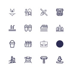 Editable 16 vacation icons for web and mobile