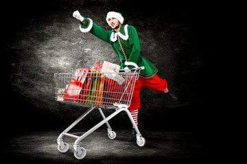 Santa Claus helper and free space for your decoration 
