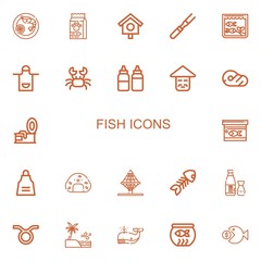 Editable 22 fish icons for web and mobile
