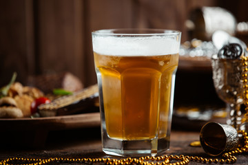 beer glass on the table