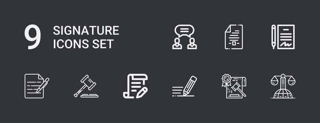 Editable 9 signature icons for web and mobile