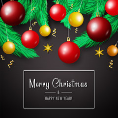 Fototapeta na wymiar Merry Christmas and New Year background for holiday greeting card, invitation, party flyer, poster, banner