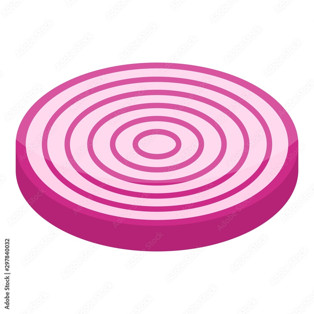 Poster slice of purple onion icon. isometric of slice of purple onion vector icon for web design isolated o