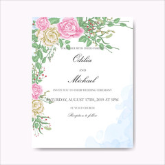 Fototapeta na wymiar wedding cards invitation with beautiful floral themes